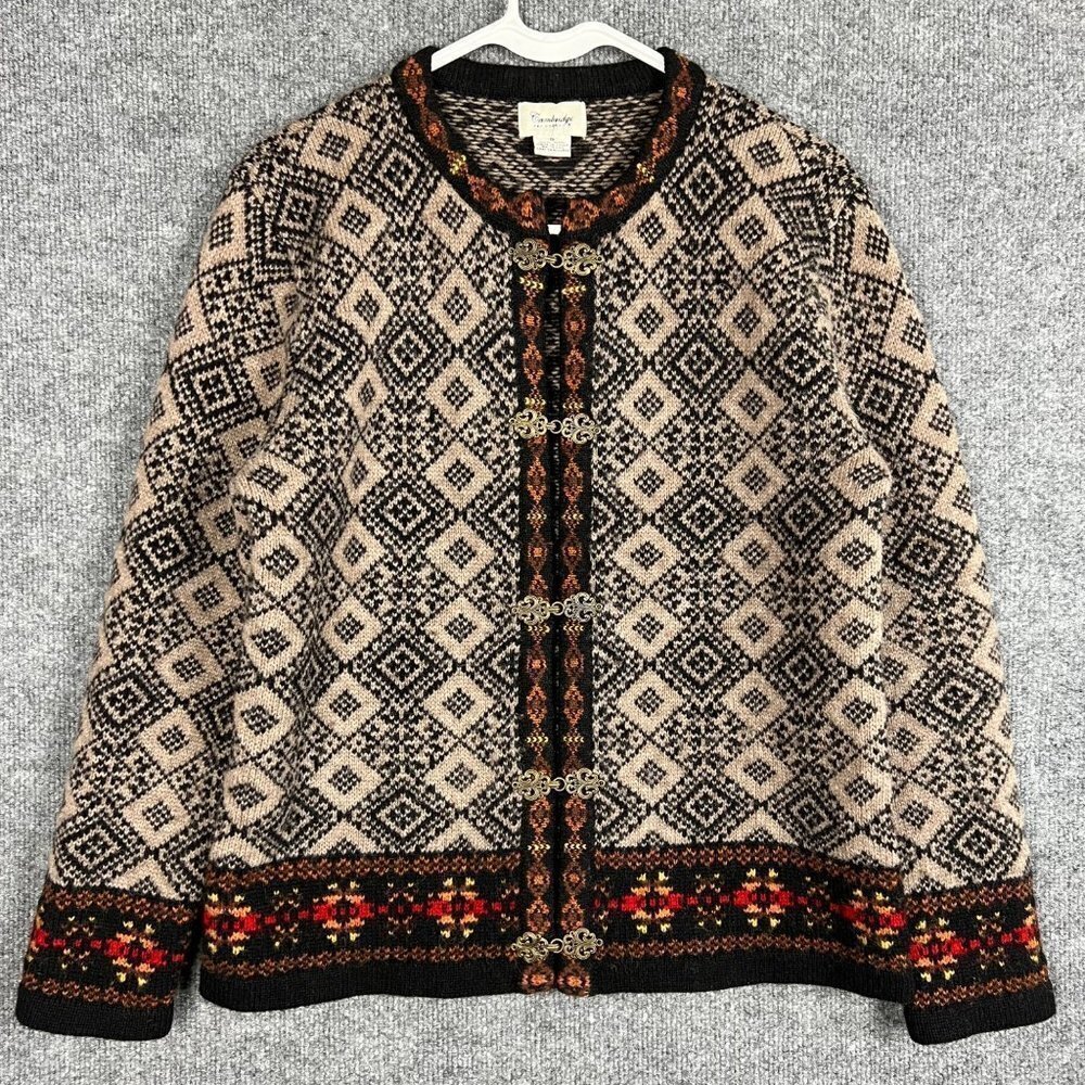 CAMBRIDGE‎ Dry Goods 100% Wool Clasp Cardigan Sweater Size Small Nordic
